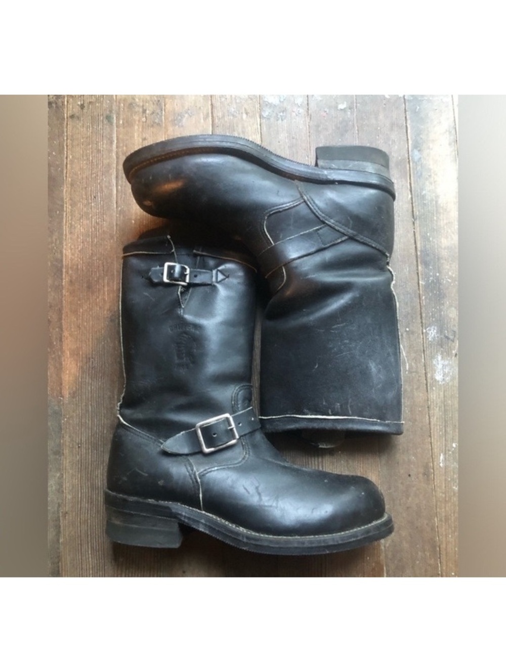 Chippewa USA Steel Toe Engineer Moto Boots Black Mens 8.5